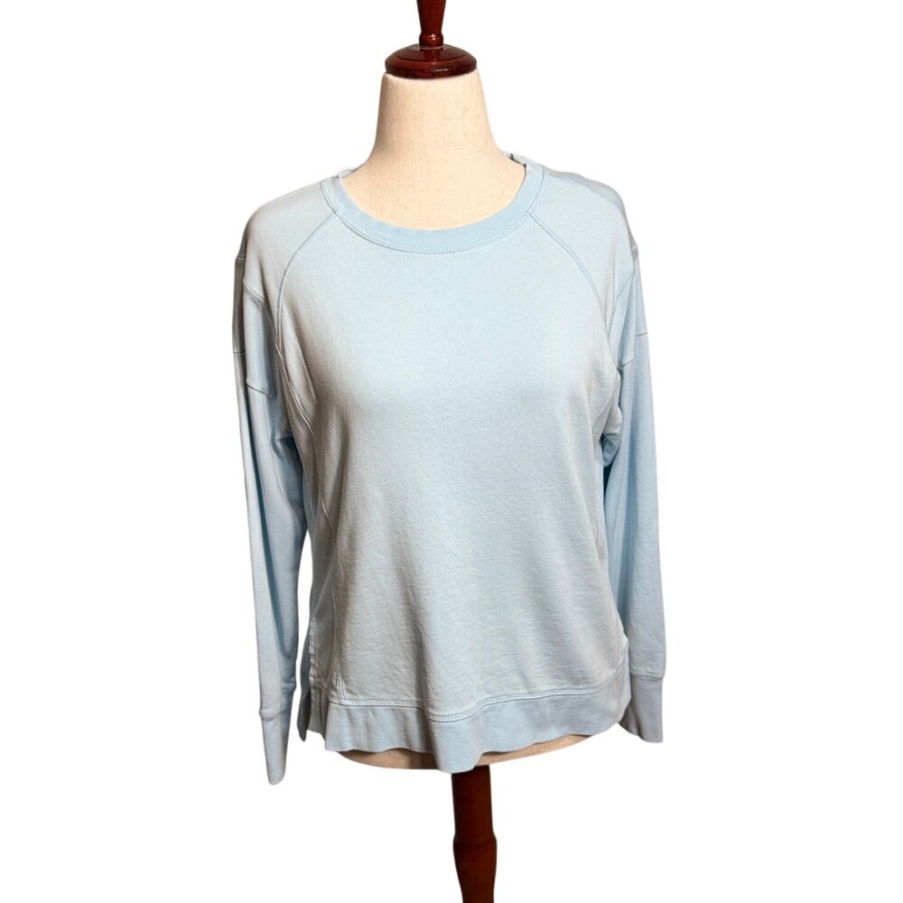 Sweaty Betty After Class sweatshirt ice blue thumbholes hip slits oversized Sz S